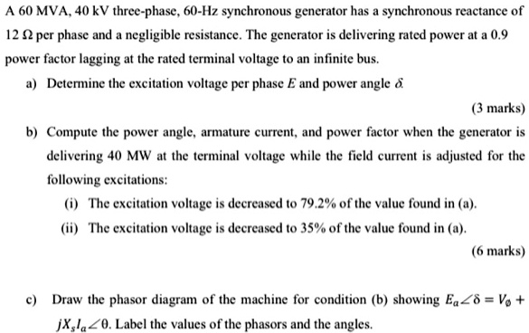 A 60 MVA, 40 kV three-phase, 60-Hz synchronous generator has a ...