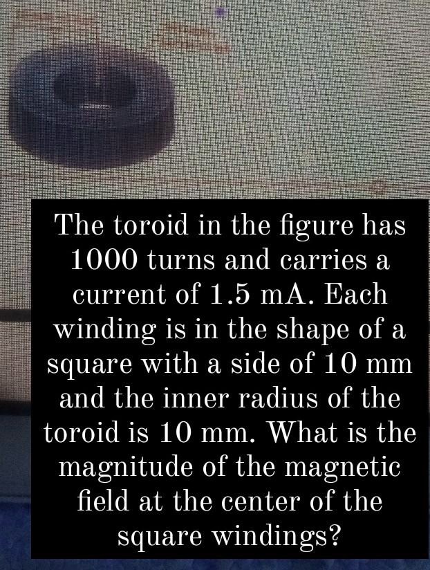 Solved The Toroid In The Figure Has 1000 Turns And Carries A Current Of 15 Ma Each Winding Is 5733