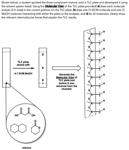 Shown below, a student spotted the mixture onto a TLC