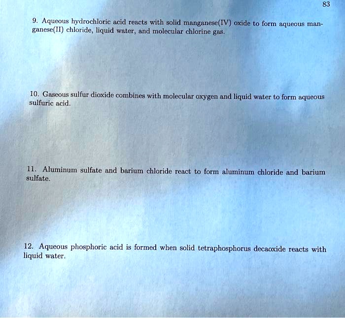 SOLVED Aqueous hydrochloric acid reacts with solid manganese(IV) oxide