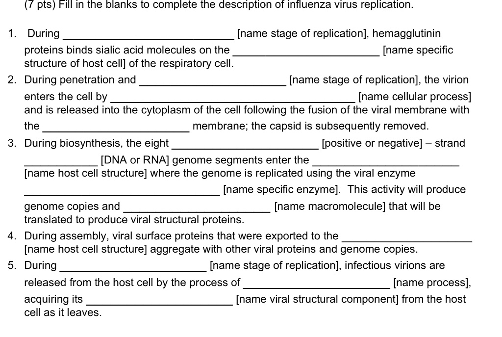 SOLVED: pts) Fill in the blanks to complete the description of ...