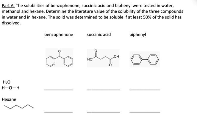 Solved Part A The Solubilities Of Benzophenone Succinic Acid And