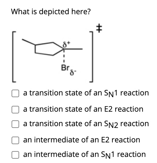 SOLVED:What is depicted here? Br 6 a transition state of an SN1 ...