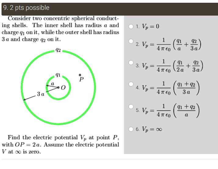 Solved Consider Two Concentric Spherical Conducting Shells The Inner