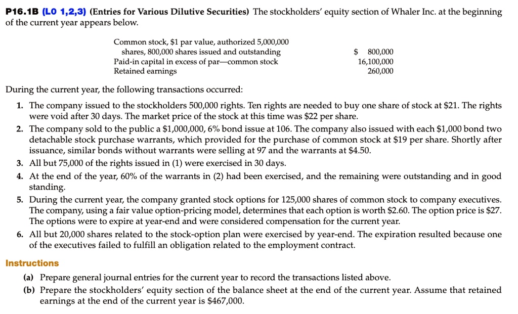 p161b l0 123 entries for various dilutive securities the stockholders ...