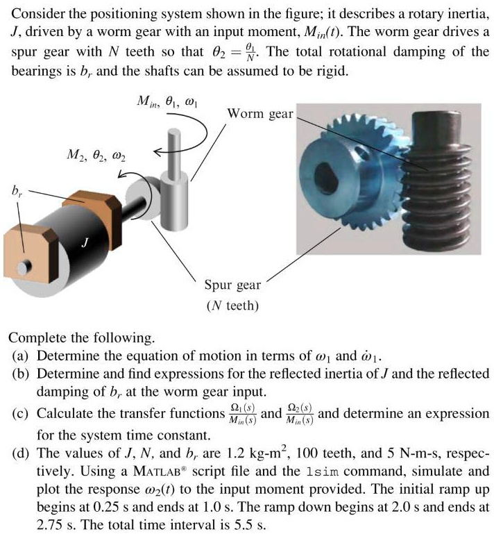 SOLVED Consider the positioning system shown in the figure; it