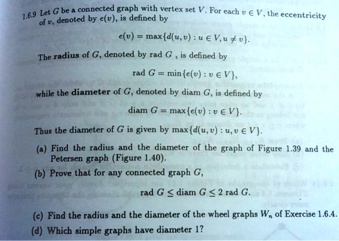 SOLVED: Let G be a connected graph with vertex set V. For each vertex v ...