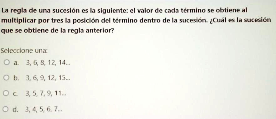 SOLVED: corona al mejoor ,6to grado La regla de una sucesión es la