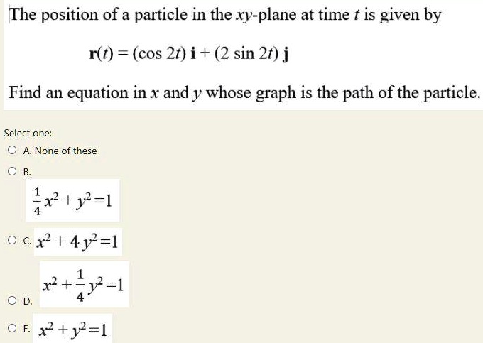 The position of a particle in the xy-plane at time t is given by 𝐫(t ...