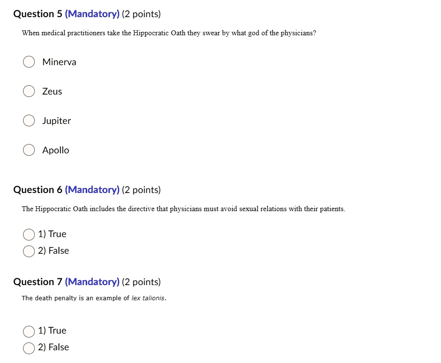 SOLVED Question 5 (Mandatory) (2 points) When medical practitioners