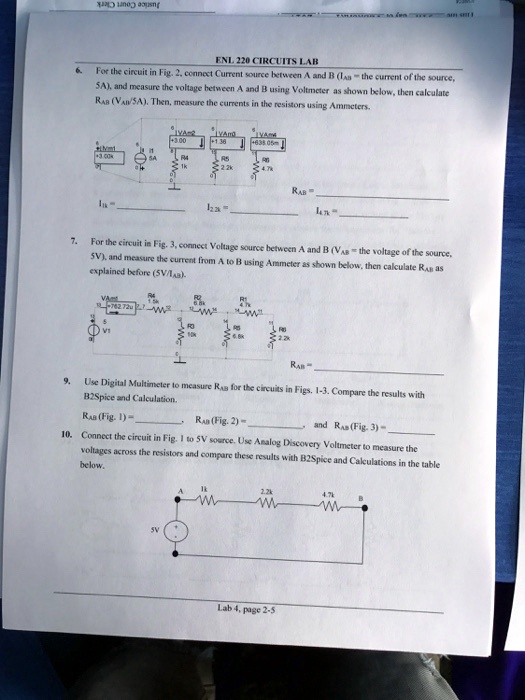 SOLVED ENL220 CIRCUITSLAB For the circuit in Fig.2, connect a current
