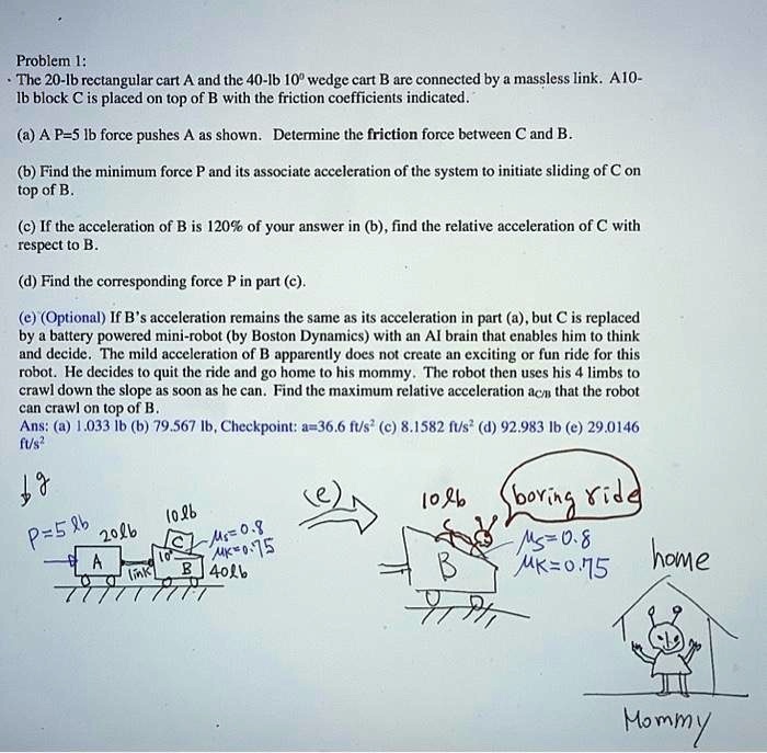 Problem 1: The 20-lb rectangular cart A and the 40-lb 10º wedge cart B ...