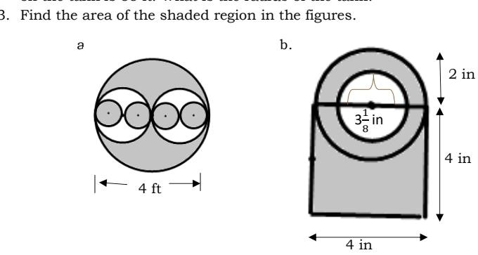 find the area of the shaded region in the figures 2 in 3 in 4 in 4 ft 4 ...