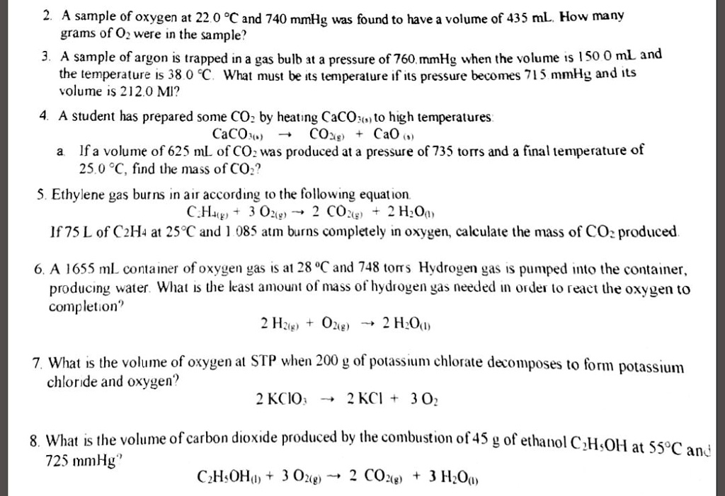 SOLVED A sample of oxygen at 22.0 Â°C and 740 mmHg was found to have a