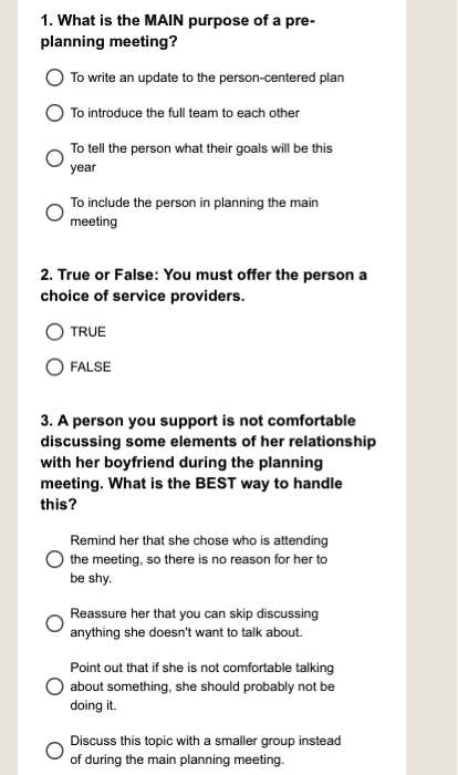 texts 1 what is the main purpose of a pre planning meeting to write an ...