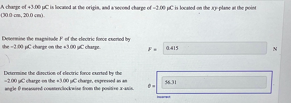 SOLVED: A charge of +3.00mu C is located at the origin, and a second ...