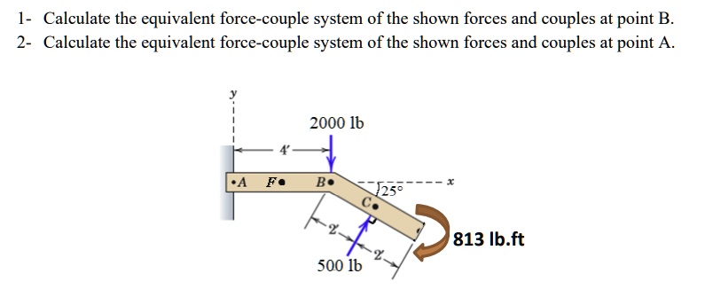 1 calculate the equivalent force couple system of the shown forces and ...
