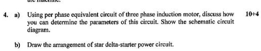 4. a) Using per phase equivalent circuit of three phase induction motor ...