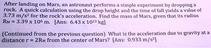after landing on mars an astronaut performs simple experiment by ...