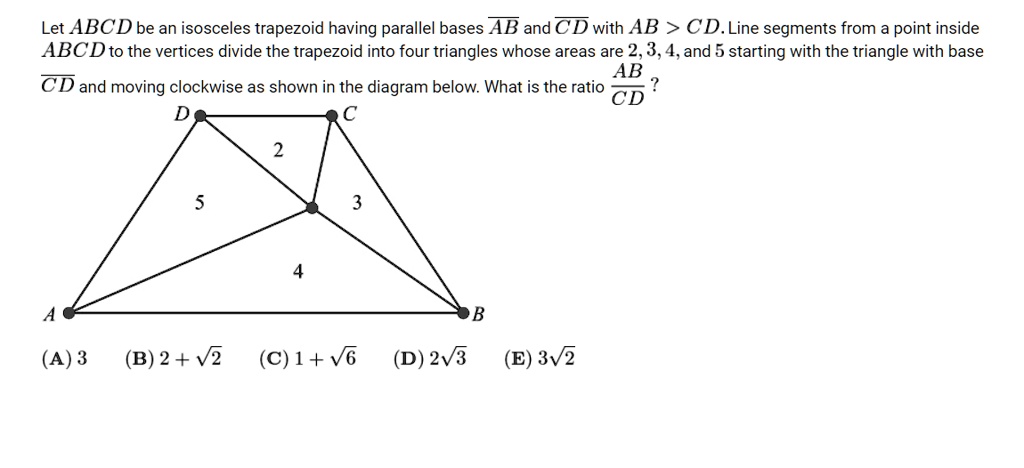 SOLVED: Let ABCD be an isosceles trapezoid having parallel bases AB and ...