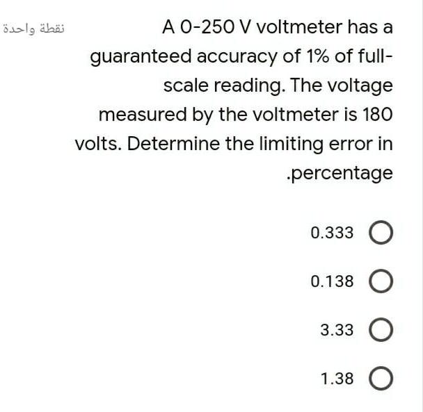 SOLVED A 0250Vvoltmeter has a guaranteed accuracy of 1 of full
