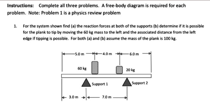 SOLVED: Instructions: Complete all three problems. A free-body diagram ...