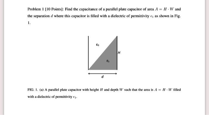 SOLVED: Problem 1 [10 Points]: Find the capacitance of a parallel plate ...