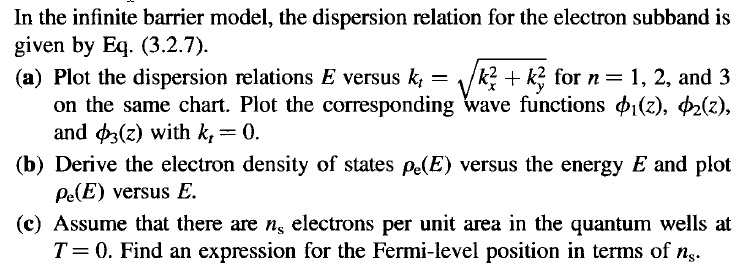 SOLVED: In the infinite barrier model, the dispersion relation for the ...