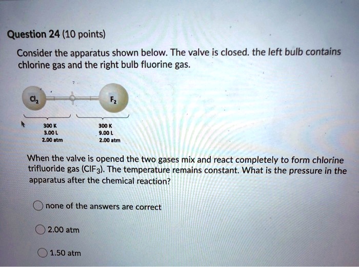 Solved Question 24 10 Points Consider The Apparatus Shown Below The