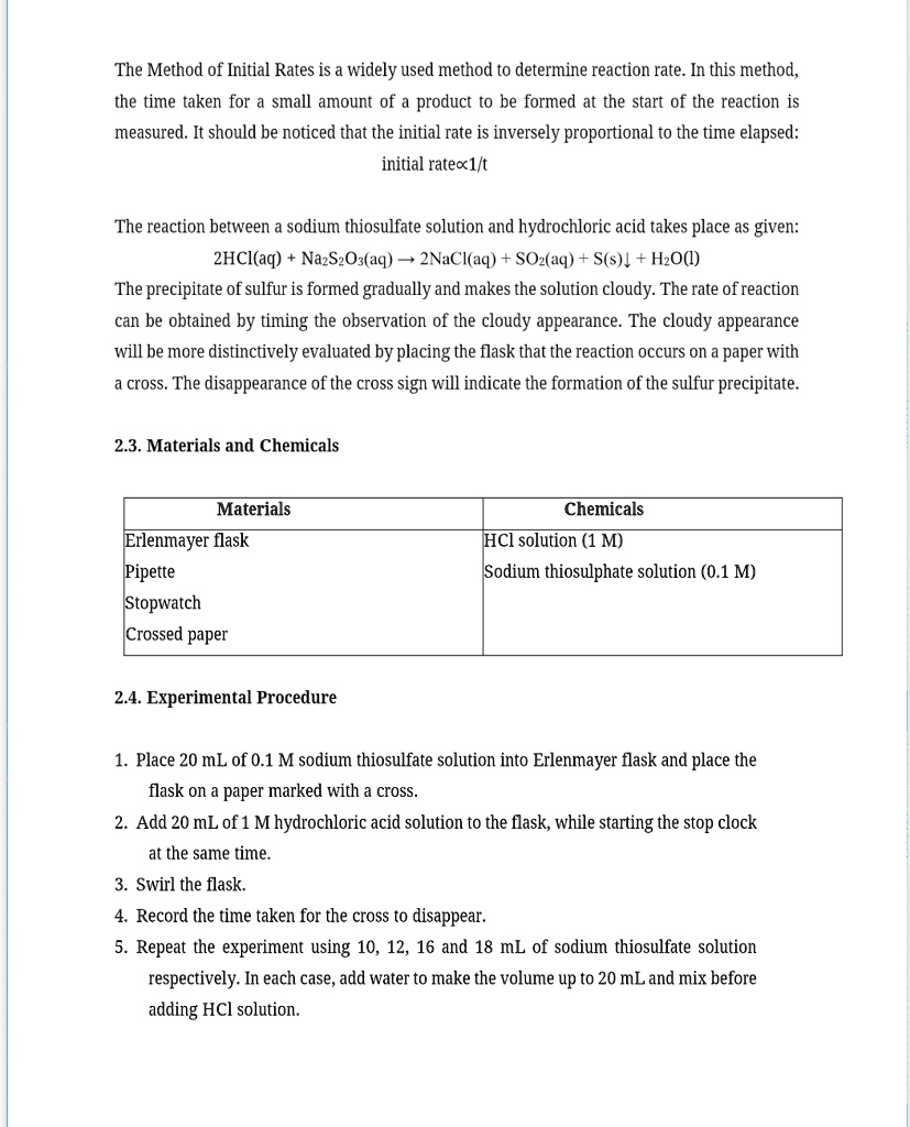 SOLVED: The Method of Initial Rates is a widely used method to ...