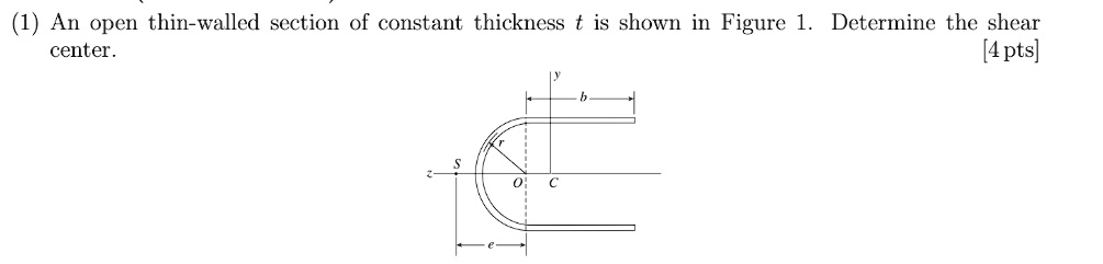 (1) An open thin-walled section of constant thickness t is shown in ...