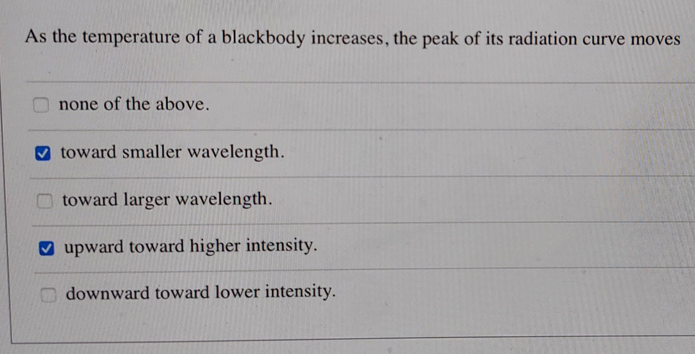 SOLVED As the temperature of a blackbody increases, the peak of its