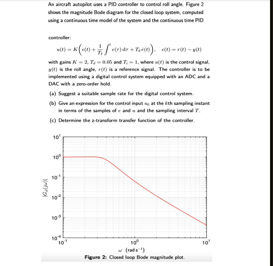 SOLVED: Please be clear. An aircraft autopilot uses a PID controller to ...