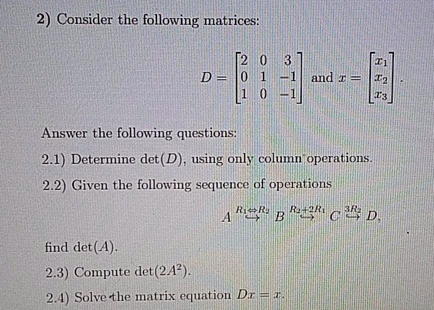 2 consider the following matrices 12 itl iz2 izy dl landr answer the ...