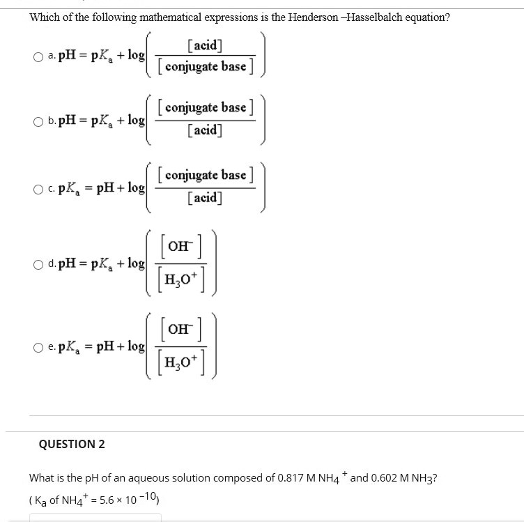 Which of the following mathematical expressions is the Henderson