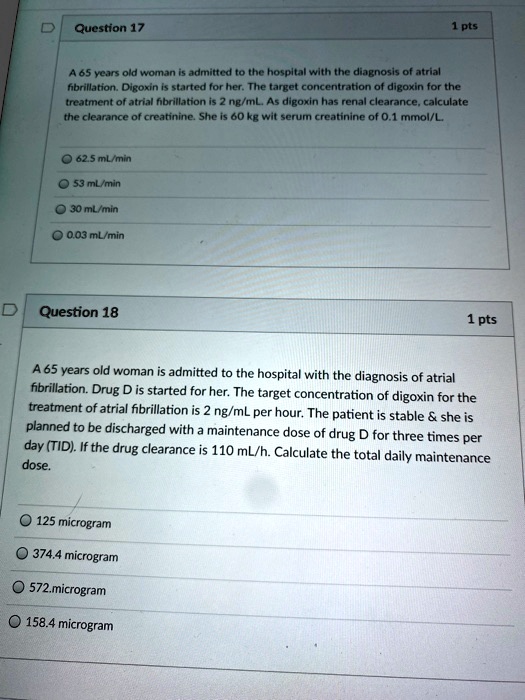 SOLVED:Question 17 pts 65 years old woman admitted the hospltal with ...