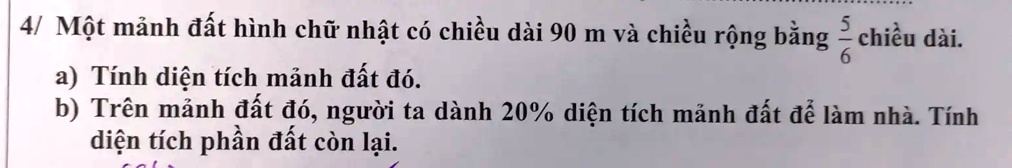 Solved 41 Má™t Máº£nh Ä‘áº¥t HÃ¬nh Chá¯ Nháº­t CÃ³ Chiá U DÃ I 90 M