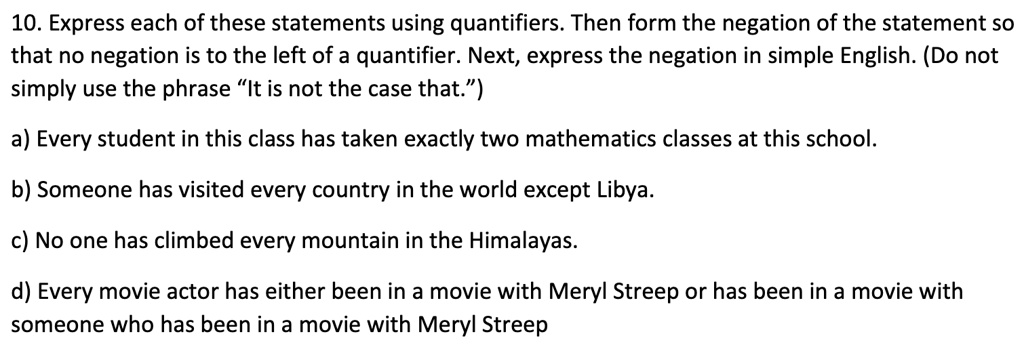 VIDEO Solution: 10. Express Each Of These Statements Using Quantifiers ...