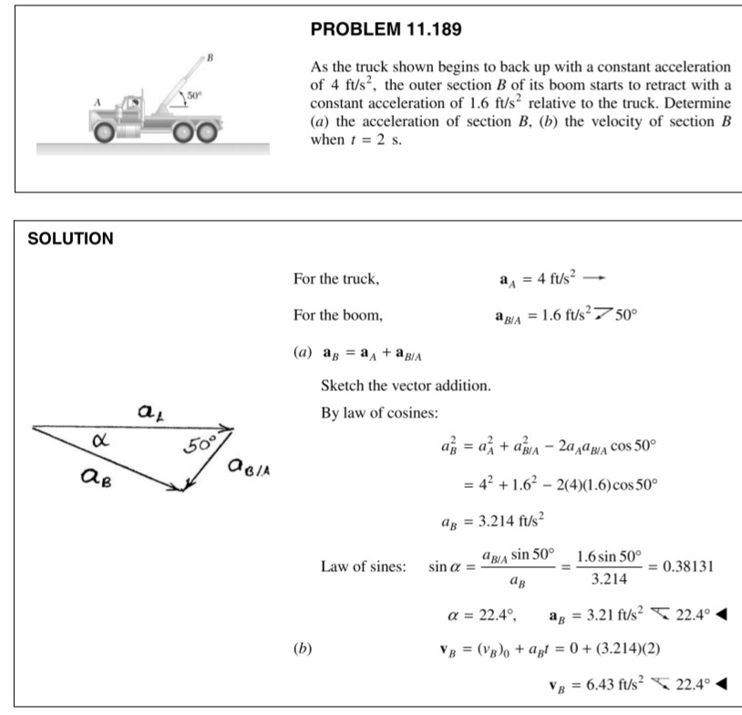 SOLVED: PROBLEM 11.189 As The Truck Shown Begins To Back Up With A ...