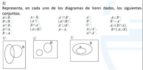 SOLVED: 2) Representa, En Cada Uno De Los Diagramas De Venn Dados, Los ...