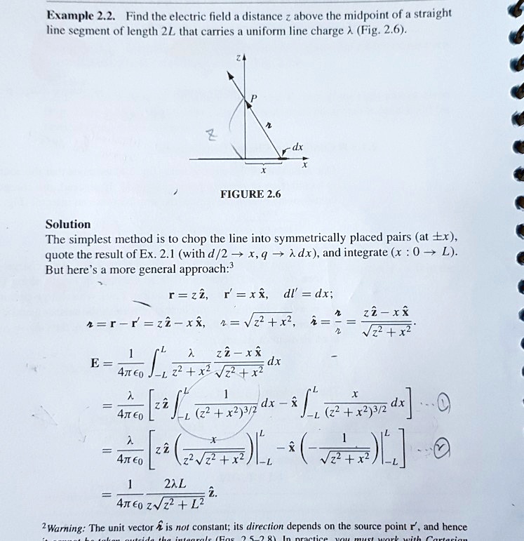 example 22 find the electric field distance above the midpoint of a ...