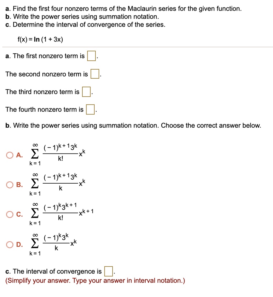 A Find The First Four Nonzero Terms Of The Maclaurin Solvedlib 4558