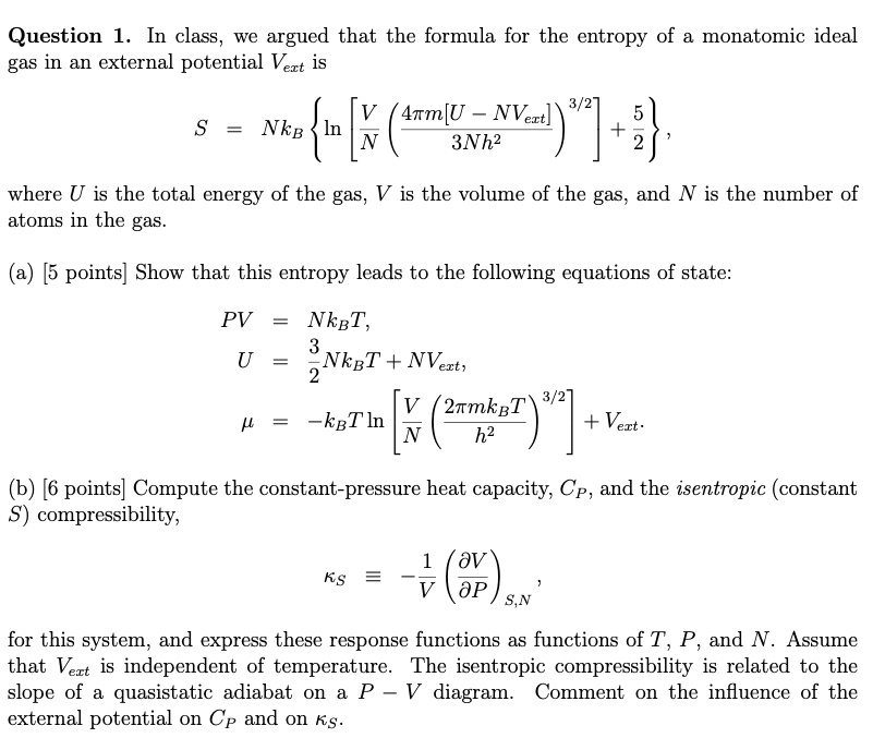 SOLVED: Question 1. In class, WC argued that the formula for the ...