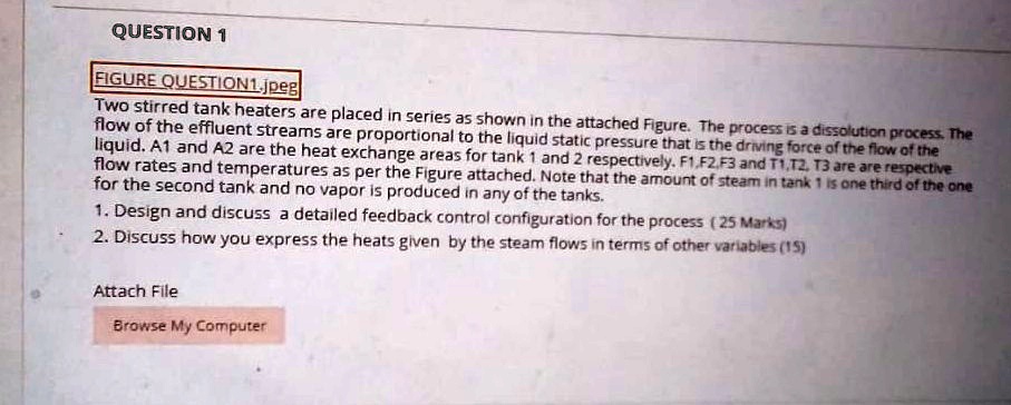 SOLVED: FIGURE QUESTION1Jpeg: Two stirred tank heaters are placed in ...
