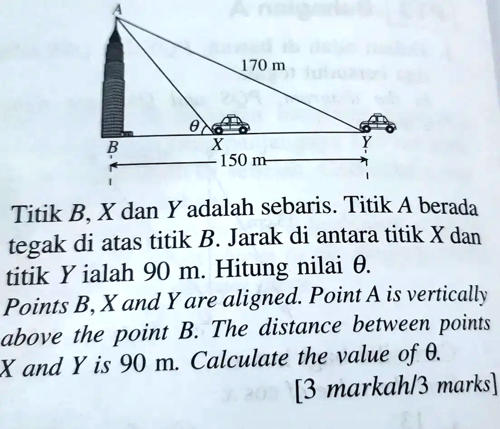 SOLVED: 170 M X 150 M Titik B, X Dan Y Adalah Sebaris. Titik A Berada ...