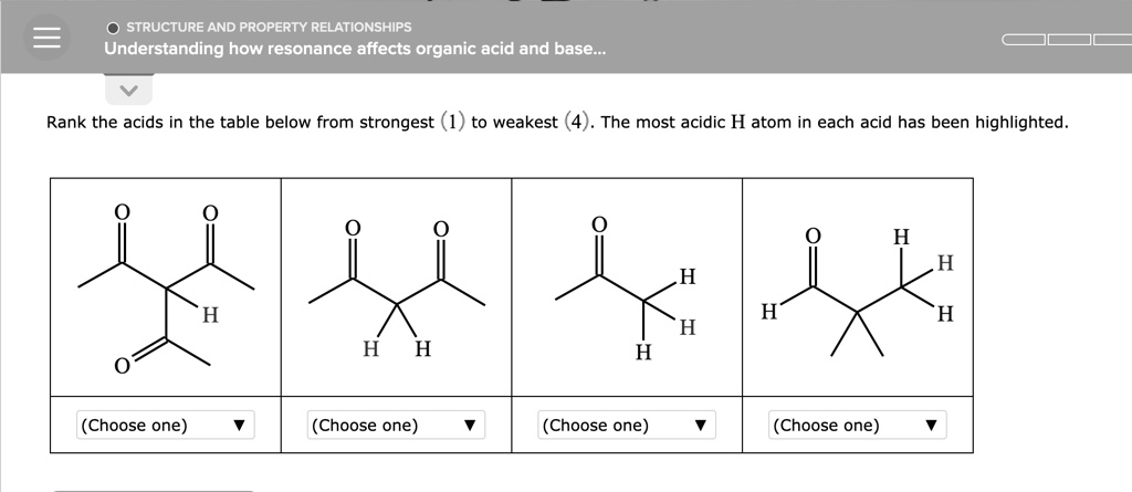 STRUCTURE AND PROPERTY RELATIONSHIPS Understanding how resonance ...
