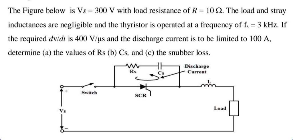 SOLVED: The figure below shows Vs = 300 V with a load resistance of R ...