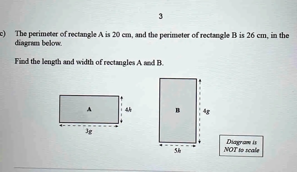 SOLVED: c) The perimeter of rectangle A is 20 cm, and the perimeter of ...