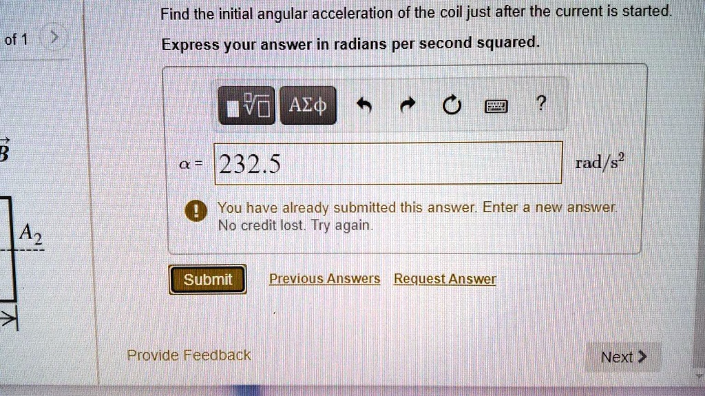 Solved find the initial angular acceleration of the coil just after