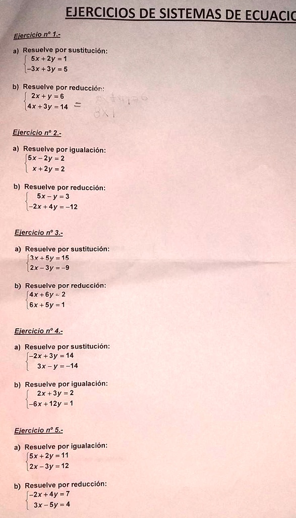 resuelve por reducción 2x y 6 4x 3y 14